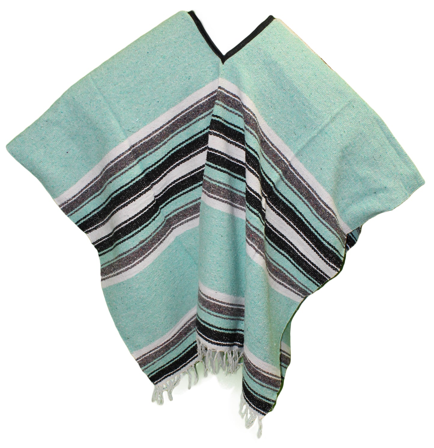 Wide Western Mexican Poncho - Mint