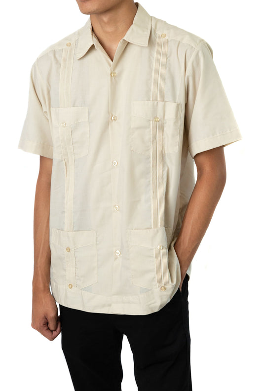 Men's Mexican Guayabera Classic Shirt - Creme