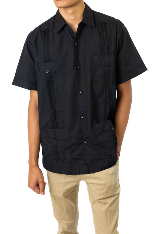 Men's Mexican Guayabera Classic Shirt - Black