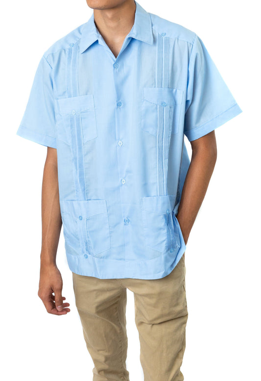 Men's Mexican Guayabera Classic Shirt - Light Blue