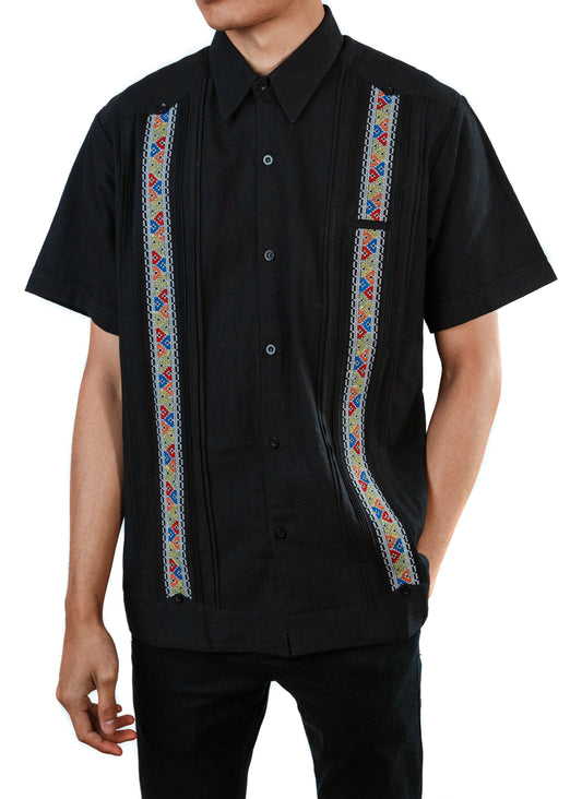 Men's Mexican Guayabera Alegre Shirt - Black