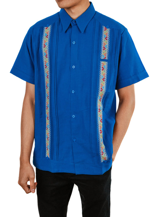 Men's Mexican Guayabera Alegre Shirt - Royal Blue