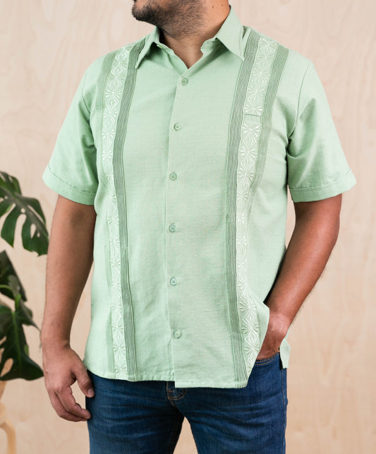 Men's Mexican Guayabera Guayamisa Shirt - Fern Green