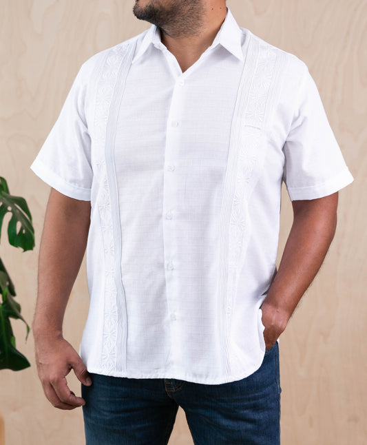 Men's Mexican Guayabera Guayamisa Shirt - White